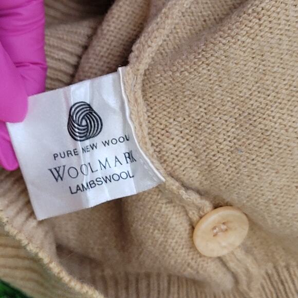 Vintage Antartex Lambswool Cardigan Womens Large 22x27 Brown - Picture 7 of 11